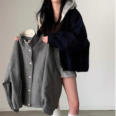 Vintage Oversized Wool Zip UP Jacket