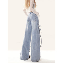 Coquette Side Bow Knot Wide Leg Jeans