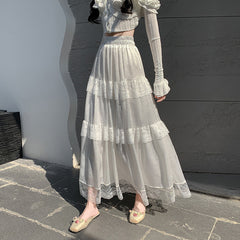 Fairy Ruffled Umbrella Maxi Skirt