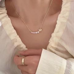 Double-layer Pearl Camellia Necklace - fairypeony