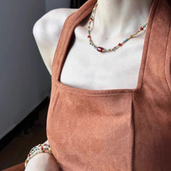 Pearl and Rhinestone Pendant Necklace - fairypeony
