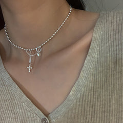 Double-layer Pearl Camellia Necklace - fairypeony