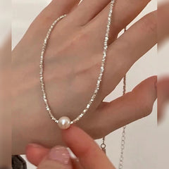 Galaxy Silver Pearl Necklace