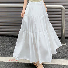 Coquette Solid Color Umbrella Maxi Skirt