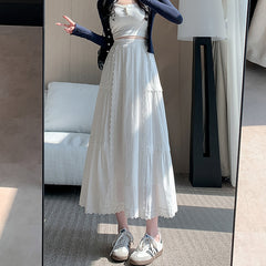 Aesthetic Lace Patchwork Maxi Skirt