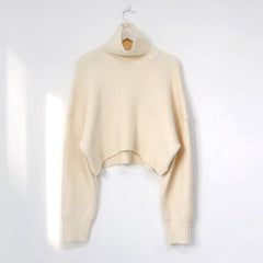 Dark Academia Solid Color High Neck Sweater