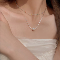 Galaxy Silver Pearl Necklace