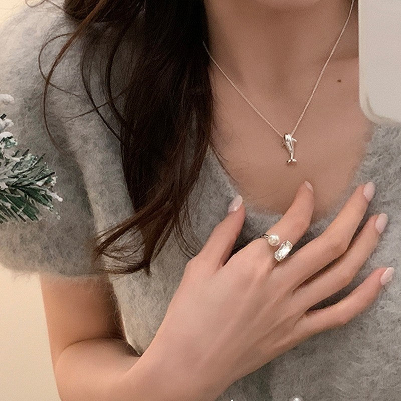 Double-layer Pearl Camellia Necklace - fairypeony