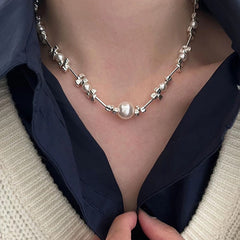 Galaxy Silver Pearl Necklace