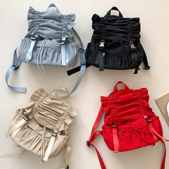 Solid Color Ruffled Backpack