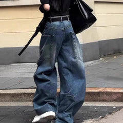 Vintage Wash Side Pocket Baggy Jeans