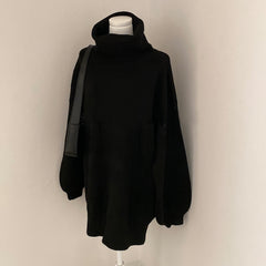 Solid Color High Collar Mid Length Oversized Sweater