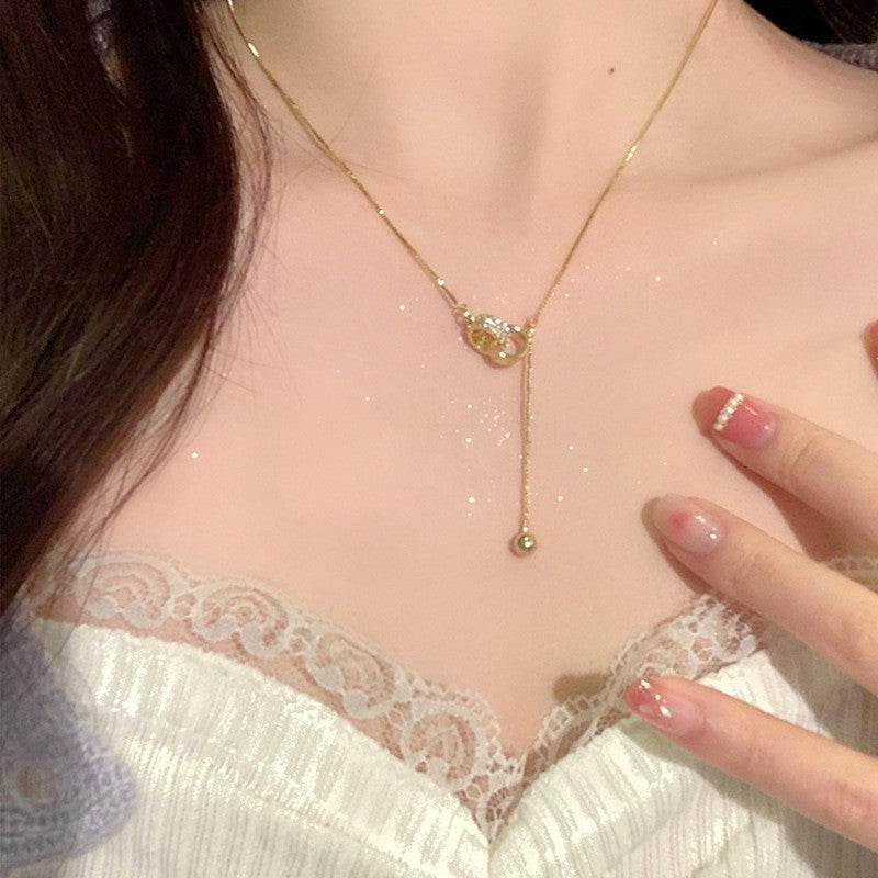 Double-layer Pearl Camellia Necklace - fairypeony