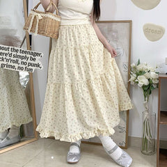 Aesthetic Floral Ruffled Maxi Skirt