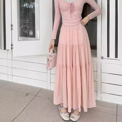 Solid Color Fairy Umbrella Maxi Skirt
