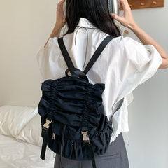 Solid Color Ruffled Backpack