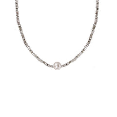 Galaxy Silver Pearl Necklace