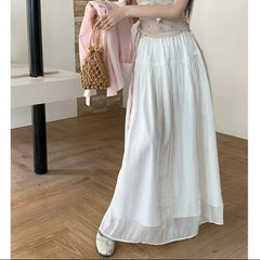 Aesthetic High Waist Solid Color Maxi Skirt