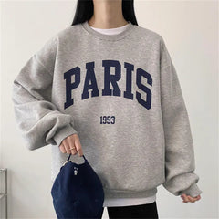 Round Neck Letter Print Oversized Pullover Sweatshirt