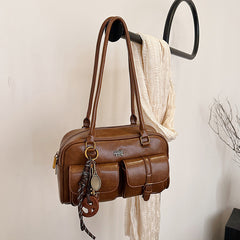 Vintage Buckled Pocket Shoulder Bag