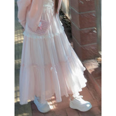 Girl Bow High Waist Slimming Large Skirt