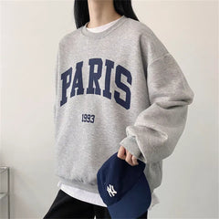 Round Neck Letter Print Oversized Pullover Sweatshirt