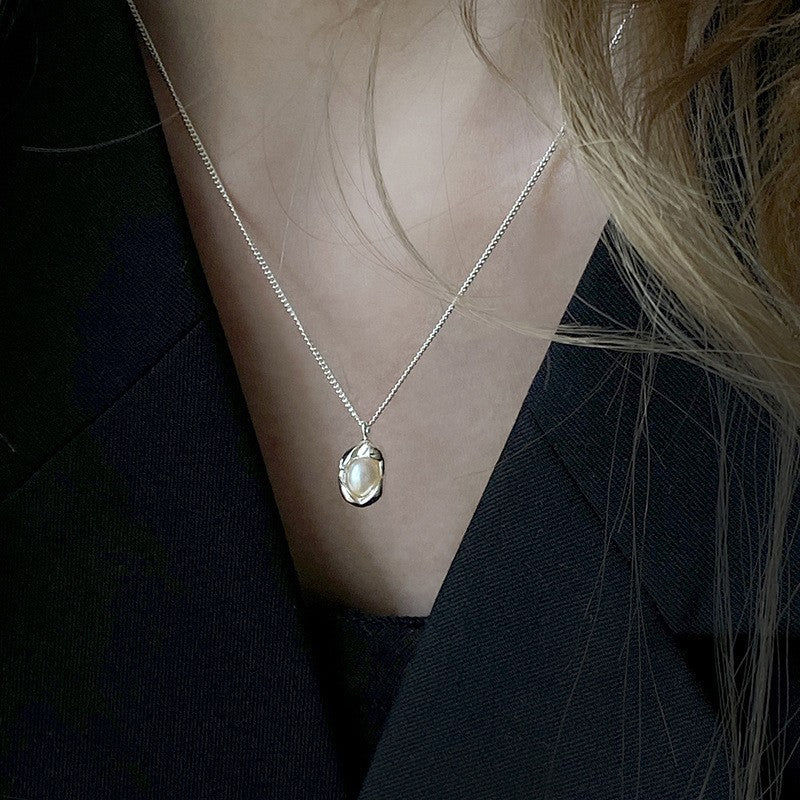 Double-layer Pearl Camellia Necklace - fairypeony
