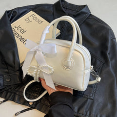 Aesthetic Bow Pu Leather Crossbody Bag