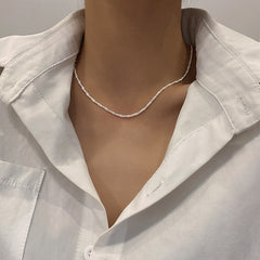 Galaxy Silver Pearl Necklace