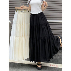 Coquette Solid Color Umbrella Maxi Skirt