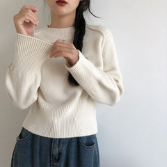 Solid Color Round Neck Sweater