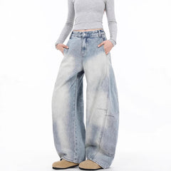 Vintage Light Wash Distressed Wide Leg Jeans