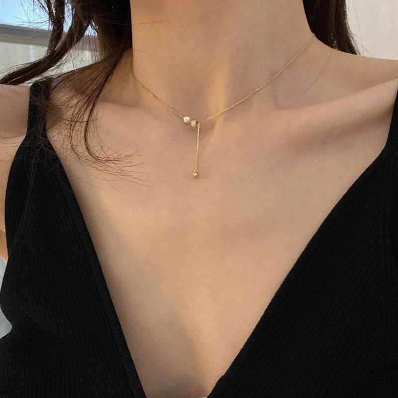 Double-layer Pearl Camellia Necklace - fairypeony