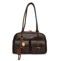 Vintage Buckled Pocket Shoulder Bag