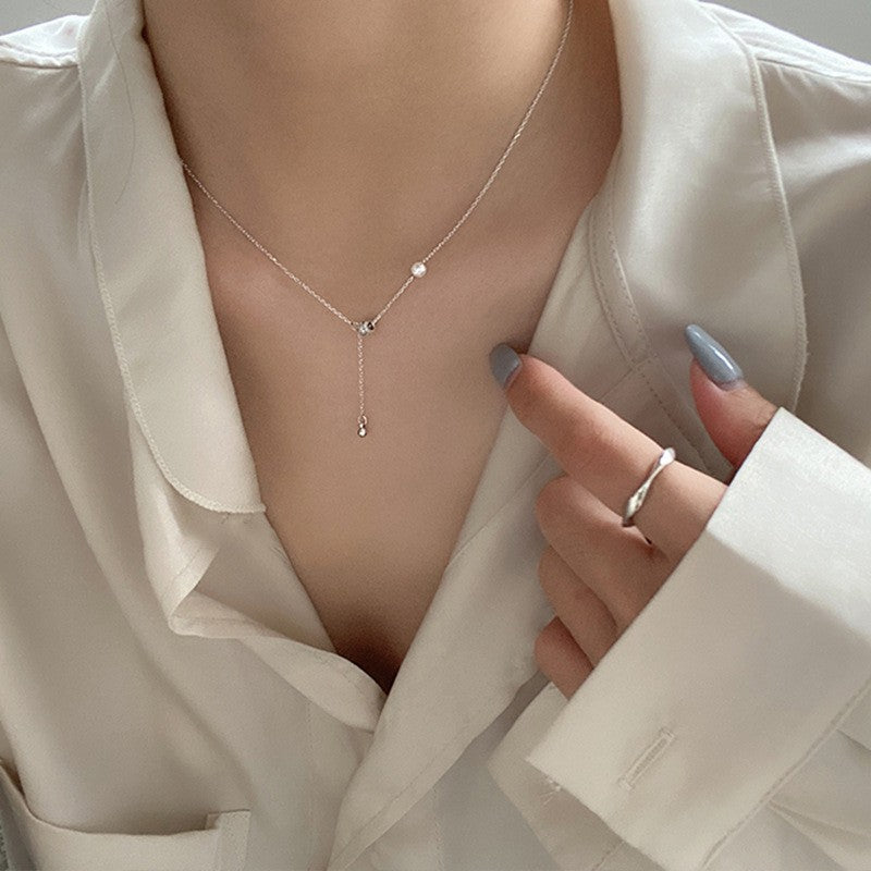 Double-layer Pearl Camellia Necklace - fairypeony
