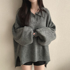 Polo Collar Mid Length Oversized Sweater