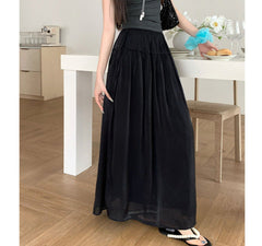 Aesthetic High Waist Solid Color Maxi Skirt