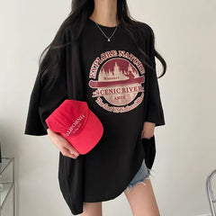 Vintage Logo Print Round Neck Oversized T-shirt