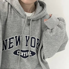 Vintage Letter Printed Oversized Hoodie - fairypeony