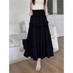 Aesthetic High Waist Ruffled Maxi Skirt