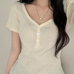 V-neck Short Sleeve Slim Tee