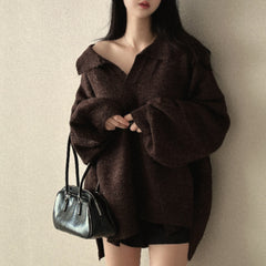 Polo Collar Mid Length Oversized Sweater