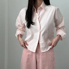 Solid Color Loose Long Sleeve Blouse