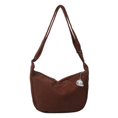 Solid Color Corduroy Shoulder Bag
