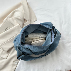 Denim Large Canvas Shoulder Bag
