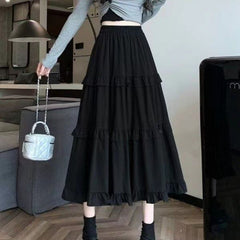 Aesthetic High Waist Ruffled Maxi Skirt