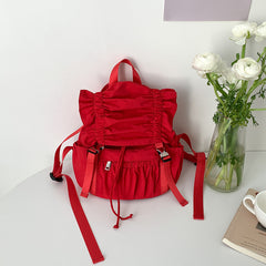 Solid Color Ruffled Backpack