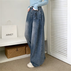 Casual Light Wash High Waist Baggy Jeans