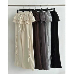 Sweet Lace Skirt Lace-up Wide-leg Pants