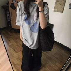 Apple Print Oversized Short Sleeve Tee